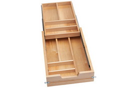 Rev-A-Shelf 4WTCD-343HFLSC-1 13-1/2" Wide Natural Wood Soft-close Two Tier Cutlery Drawer for Frameless Cabinets