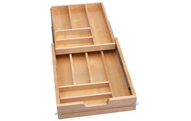 Rev-A-Shelf 4WTCD-419HFLSC-1 16-1/2" Wide Natural Wood Soft-close Two Tier Cutlery Drawer for Frameless Cabinets
