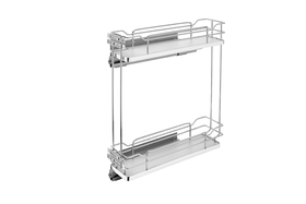 Rev-A-Shelf 5322-BCSC-5-GR 6"W Chrome/Gray 2 Shelf Soft-close Wire Base Cabinet Organizer