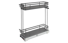 Rev-A-Shelf 5322-BCSC-6-FOG 7-1/2" Wide Orion Gray Steel Wire Soft-close Two Tier Pullout Base Cabinet Organizer