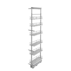 Rev-A-Shelf 5373-08-GR 8" Width x 73-5/8" to 80-3/4" Height Soft-close Gray Steel Tall / Pantry Cabinet Organizer Pullout