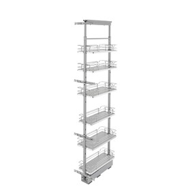 Rev-A-Shelf 5373-10-GR 10" Width x 73-5/8" to 80-3/4" Height Soft-close Gray Steel Tall / Pantry Cabinet Organizer Pullout