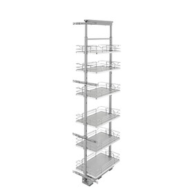 Rev-A-Shelf 5373-13-GR 13" Width x 73-5/8" to 80-3/4" Height Soft-close Gray Steel Tall / Pantry Cabinet Organizer Pullout