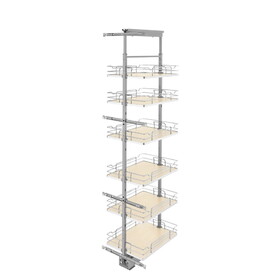 Rev-A-Shelf 5373-16-MP 16" Width x 73-5/8" to 80-3/4" Height Soft-close Maple Steel Tall / Pantry Cabinet Organizer Pullout