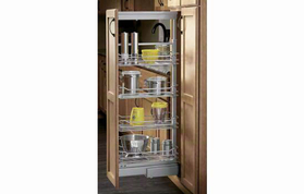 Rev-A-Shelf 5743-14 CR 14-5/8" Wide x 43-13/32" - 50-3/4" Tall Soft-close Chrome Steel 4 Basket Pantry Pullout