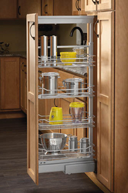 Rev-A-Shelf 5758-08-CR-1 9-5/8" Wide x 58-1/4" - 65-3/4" Tall Soft-close Chrome Steel 5 Basket Pantry Pullout