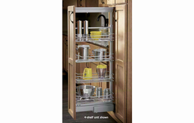 Rev-A-Shelf 5758-14 CR 14-5/8" Wide x 58-1/4" - 65-3/4" Tall Soft-close Chrome Steel 5 Basket Pantry Pullout