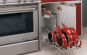 Rev-A-Shelf 5CW2-1222SC-CR 11-3/4"W 2-Tier Chrome Base Cabinet Pullout Soft-Close Cookware Organizer