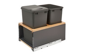 Rev-A-Shelf 5LB-1835OGMP-213 16-1/2"W LEGRABOX Orion Gray and Maple Soft-close 35QT Double Waste Container Pullout