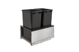 Rev-A-Shelf 5LB-1850SSBL-218 LEGRABOX Stainless Steel/Black Soft-close 50QT Double Waste Container Pullout