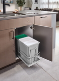 Rev-A-Shelf 5SBWC-815S-1 Gray Soft-close 15L + 8L Sink Base Double Waste Container Pullout