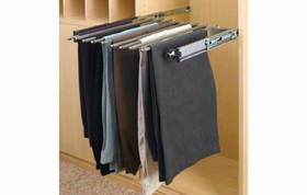Rev-A-Shelf PSC-2414CR 24" Chrome Closet Pants Organizer with Ball Bearing Slides