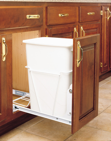 Rev-A-Shelf RV-12PB S 10-5/8"W White 35QT Full Extension Single Waste Container Pullout