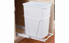 Rev-A-Shelf RV-12PB-24 White 35QT 3/4 Extension Single Waste Container Pullout