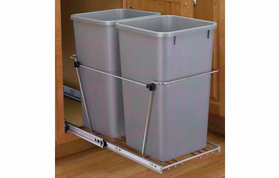 Rev-A-Shelf RV-15KD-17C S-30 Metallic Silver 27QT Double Waste Container Pullout