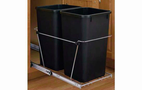 Rev-A-Shelf RV-18KD-18C S-30 Black 35QT Double Waste Container Pullout
