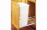Rev-A-Shelf RV-18PB-1-20 White 35QT 3/4 Extension Single Waste Container Pullout