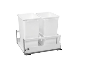 Rev-A-Shelf TWCSC-21DM-2 18-1/2"W White Double 35 QT Soft-close Waste Recycle Pullout with Divider