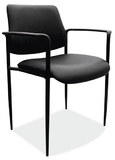 Office Source 1022BLK Blk Soft Vinyl Guest Stack W/Arms