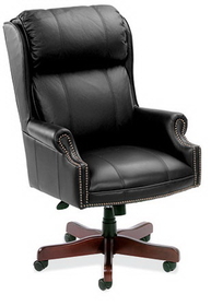 Office Source 278BLK Mah/ Leather Soft Vinyl Hi-Back Chair