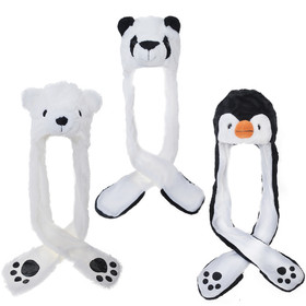TopTie Halloween Animal Costume Hat, Long Scarf And Mittens, Panda Penguin Polar Bear