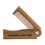 Custom Folding Beard Comb Personalized Logo Wooden Comb Fine Tooth Pocket Size Custom Brush For Hair / Beard