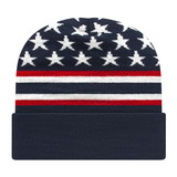 Cap America RKFLAG12 In Stock Flag Knit Cap with Cuff