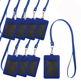 GOGO 8Pcs 2-Sided Premium Leather Badge Holder with Lanyard, 2 Card Slots for ID Credit Card