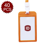 GOGO 40PCS Vertical Candy Color Plastic ID Badge Holder Card Holder with Neck Lanyard