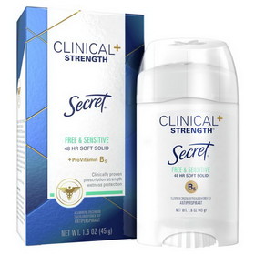 Secret 17423 Clinical Strength Soft Solid Antiperspirant And Deodorant, Free & Sensitive - 1.6 Oz - 12 PACK