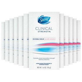 Secret 88342 Antiperspirant Clinical Strength, Invisible Solid, Powder Protection Bulk - 1.6 Oz - 12 Pack