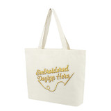 Custom Embroidered Canvas Tote Bag with Bottom Gusset, 16 x 12 x 4 Inch