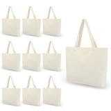 Muka 10 Pack Cotton Canvas Tote Bags DIY Crafts Blank Natural Canvas Bag Large 16 x 12 x 4 Inch, Wedding Christmas Gifts Bags