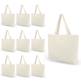 Muka 10 Pack Cotton Canvas Tote Bags DIY Crafts Blank Canvas Bag Large 16 x 12 x 4 Inch