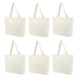 Muka 6 Pack Boat Tote Bags Heavy Duty Cotton Canvas Bags with Bottom Gusset 16 x 12 x 4 Inch