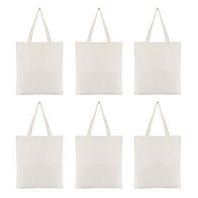 Muka 6 Pack Reusable Cotton Tote Canvas Bags 14-1/2 x 17 Inches, 12oz Cotton Shopping Bag Back to School Supplies