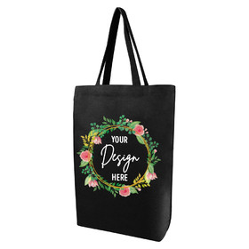 Custom Canvas Tote Bag, Organic Grocery Bag with Bottom 14-1/2 x 17 x 4 Inch, Customizable Text Logo Photo