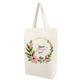 Muka Custom Gusseted Tote Bag with Text Logo Photo, Canvas Shopping Bag 14-1/2 x 17 x 4 Inch