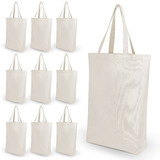 Muka 10-Pack Large Canvas Tote Bags, Heavy Duty Cotton Grocery Bags for DIY Crafting Decorating CRSJ-DH83003Q10