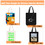 Muka Organic Grocery Tote Bag W/Bottom, 12oz Thick Cotton Canvas Bag 14-1/2 x 17 x 4 Inch - Black
