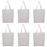 Muka 6-Pack Grocery Tote Bag with Bottom 100% Cotton Canvas Bag 15 x 16 x 3 Inches, Back to School Gifts
