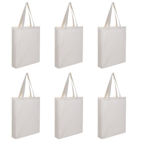 Muka 6 Pack Soft Tote Bag with Full Gusset 100% Cotton Canvas Bag 15 x 16 x 3 1/2 Inches