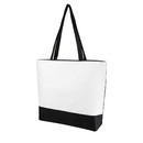 Muka Canvas Zippered Tote with Lining, Two-Tone Accent Gusseted Tote Bag, 15-1/2