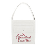 Embroidered Shoulder Cross-Body Bag with Zipper, Custom Logo Tote, 15 x 13-3/8 x 4 Inch