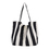 Muka Canvas Large Shoulder Boat Tote, Wide Striped Hobo Beach Bag, 15-3/8 x 13 x 8-1/4 Inch, Black