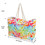 Muka Large Shoulder Beach Tote Bag, Heavy Duty Oxford Cloth Multi-colored Handbag, 21-1/4 x 14-1/2 x 5-1/2 Inch