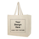 Custom Large Grocery Bag with 6 Bottle Pockets, Personalized 100% Cotton Tote with Logo Photo Text Name