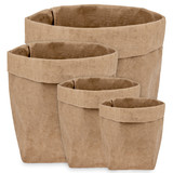 Muka 4 Pack Washable Kraft Paper Bag, Eco-Friendly Heavy-Duty Paper Bag for Pot Plant Basket