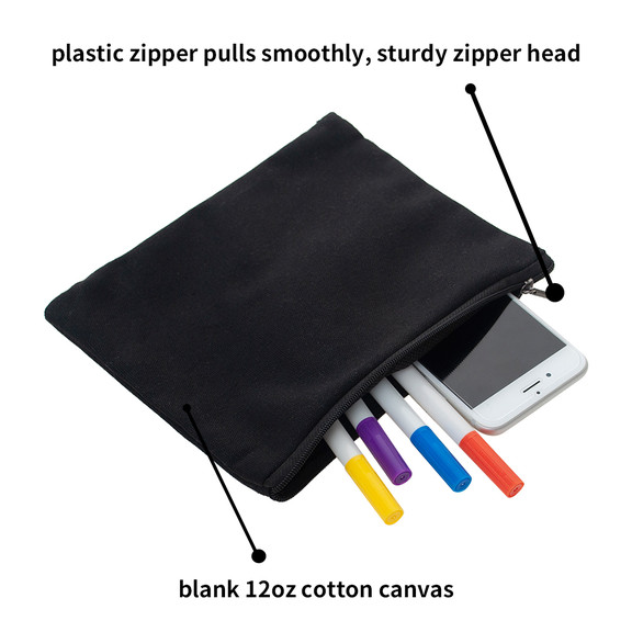 Muka Custom Cotton Canvas Zipper Bags, 8 x 6 Inch Personalized LOGO Cosmetics Bag