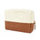 Muka Two Tone Canvas Makeup Bag, Natural Cotton Toiletry Bag with Brown Leather Bottom